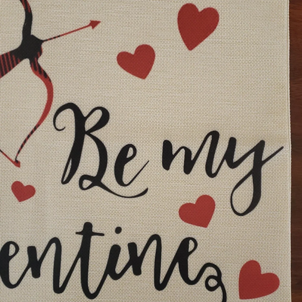 Valentine's Day 18x18 Pillow Cover Red & Black Heart Farmhouse Holiday Decor